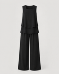 Eloísa™ | Completo nero con top a strati e pantaloni larghi