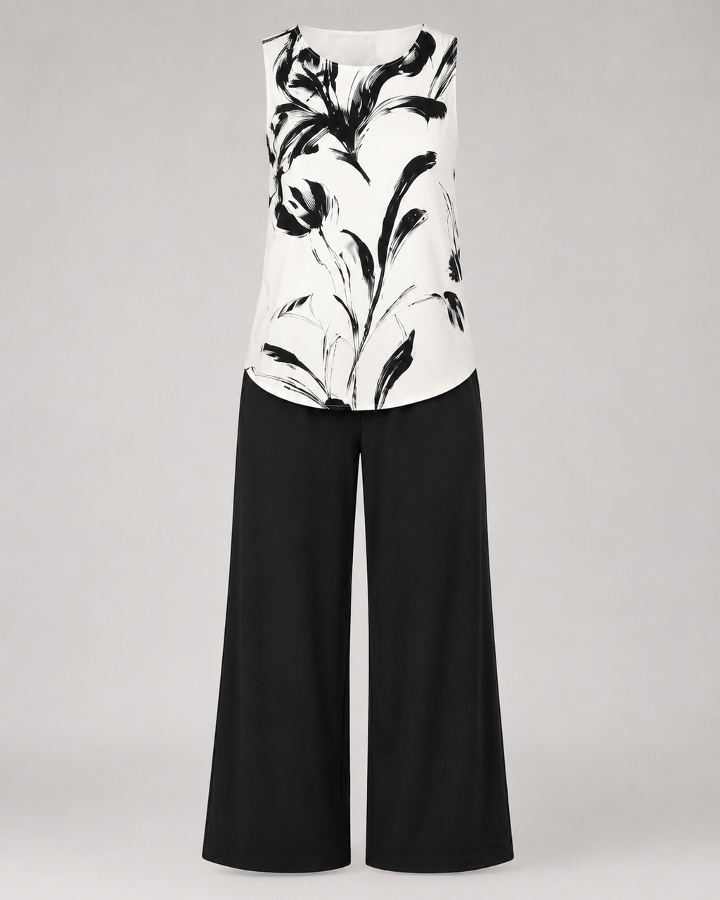 Rufina™ | Completo con top artistico e pantaloni neri