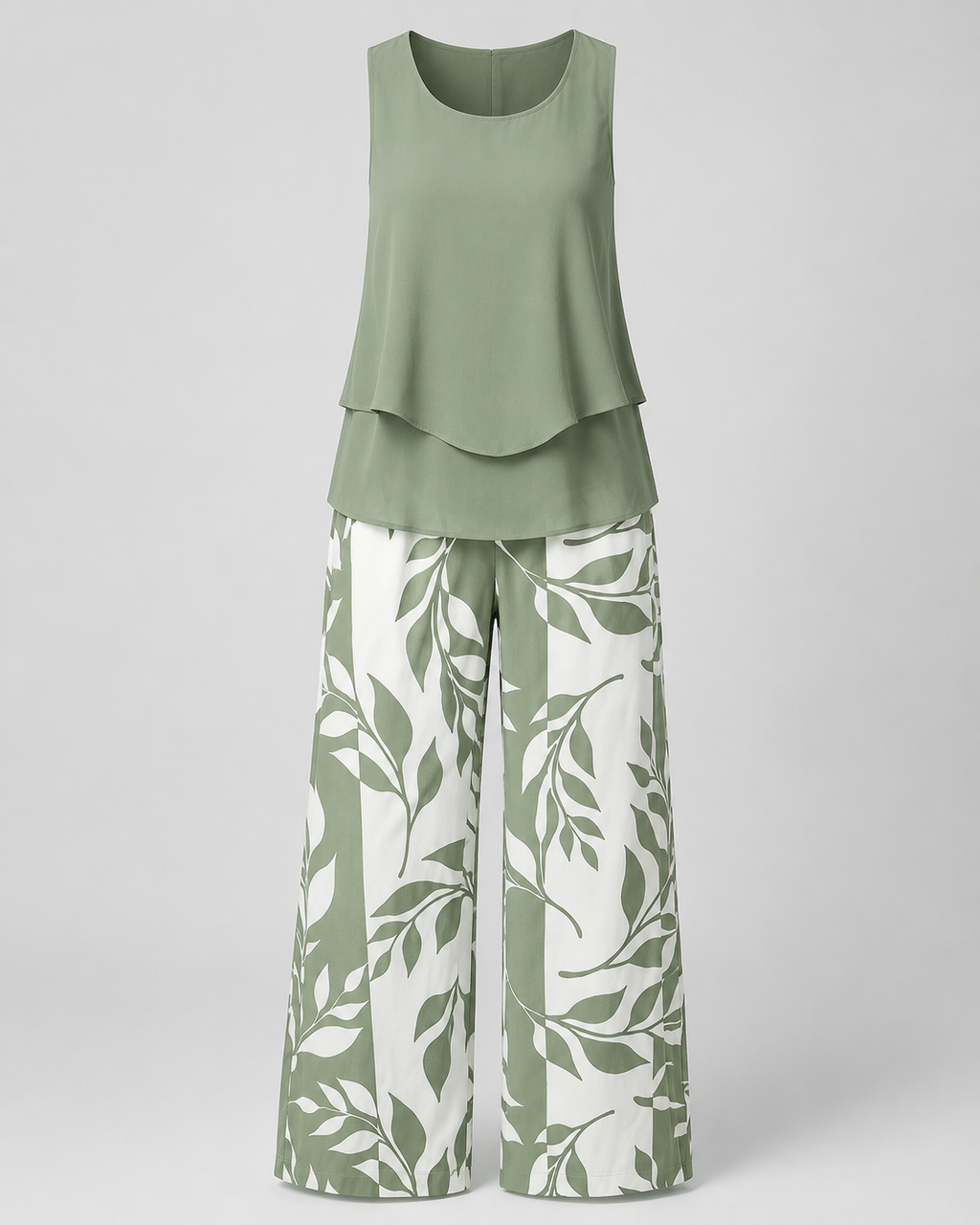 Petronila™ | Completo verde salvia camicetta e pantaloni botanici