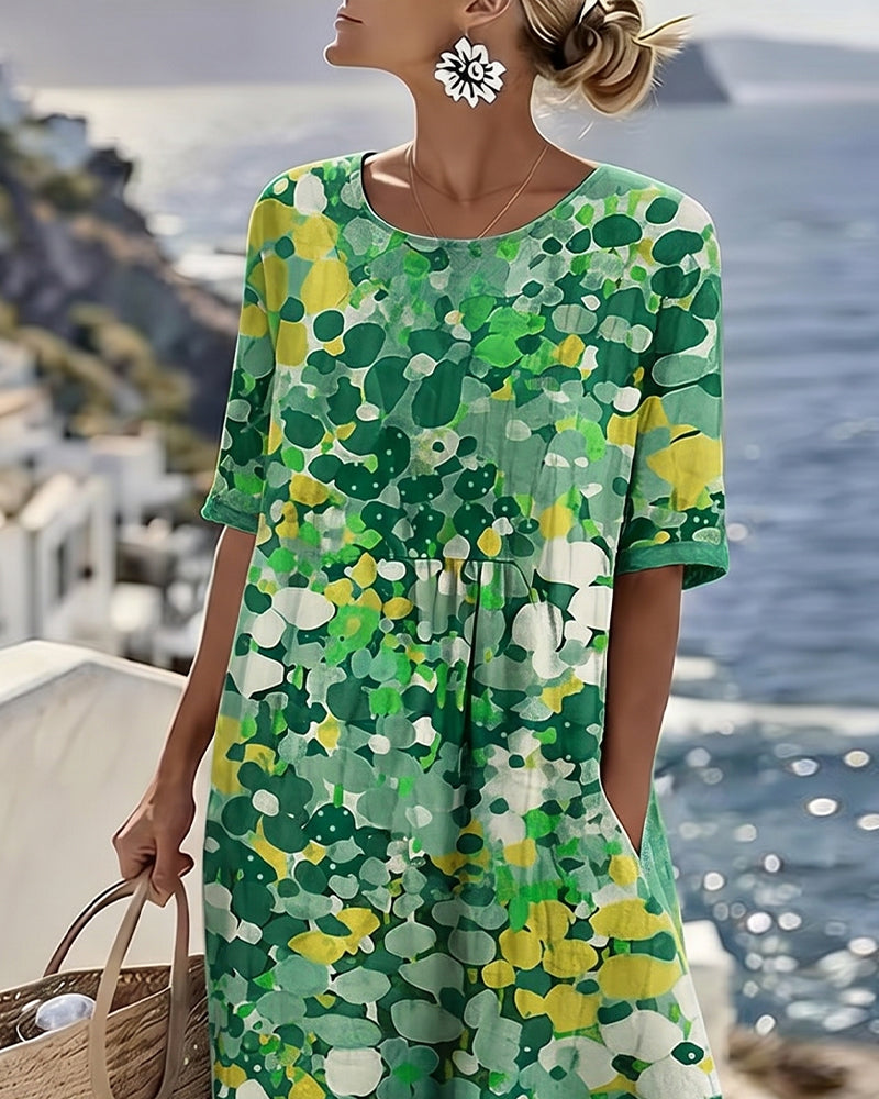 Elena | Abito midi floreale, ampio e leggero