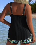 Carla - Costume da bagno a righe con pantaloncini da spiaggia