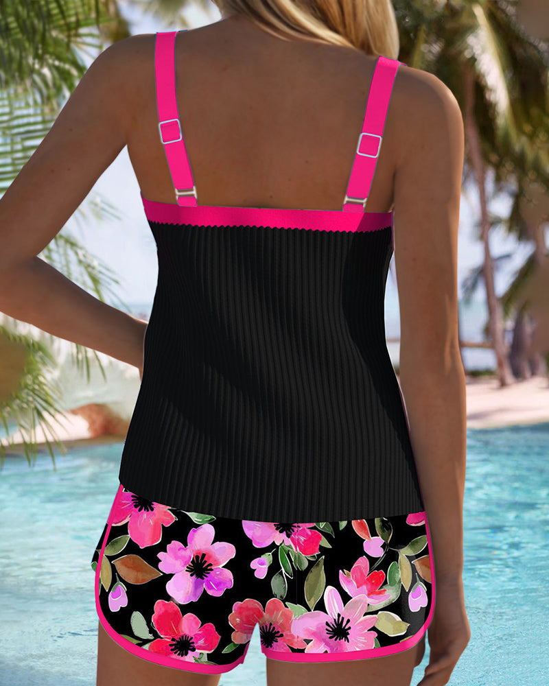 Valeria - Elegante tankini con pantaloncini a fiori