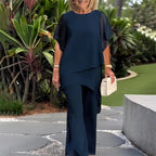 Set di due capi in chiffon molto alla moda per l'estate, da donna, taglie forti