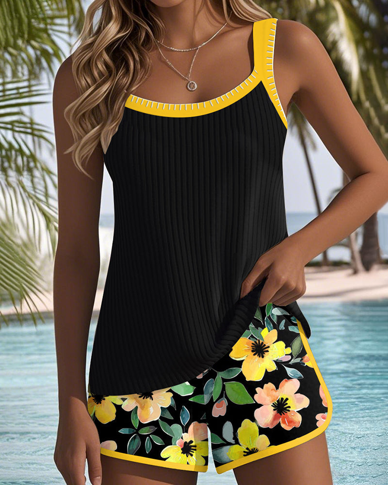 Valeria - Elegante tankini con pantaloncini a fiori