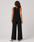 Eloísa™ | Completo nero con top a strati e pantaloni larghi