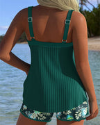 Carla - Costume da bagno a righe con pantaloncini da spiaggia