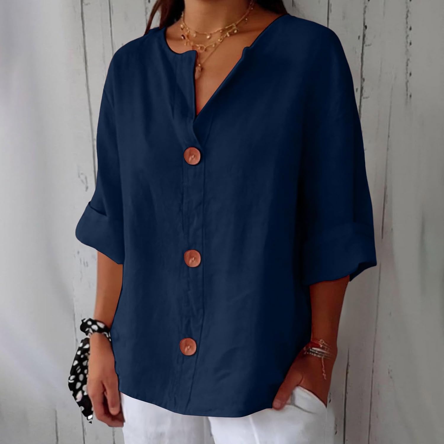 Maeve - Camisa de Cuello en V