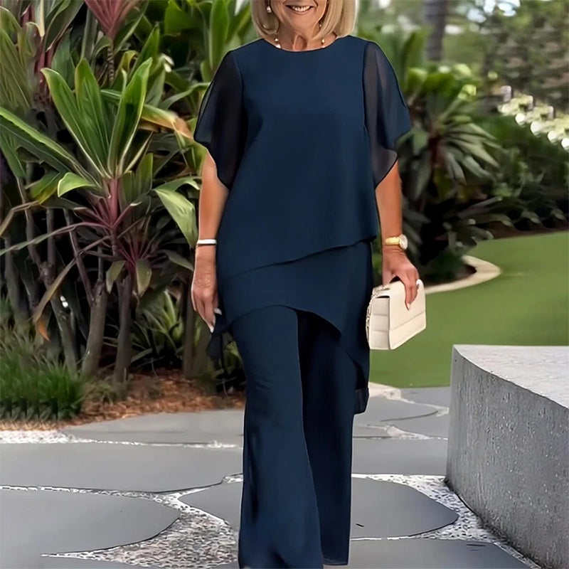 Set di due capi in chiffon molto alla moda per l'estate, da donna, taglie forti