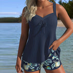 Carla - Costume da bagno a righe con pantaloncini da spiaggia