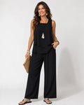 Eloísa™ | Completo nero con top a strati e pantaloni larghi