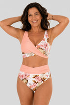 Bikini floreale modellante a vita alta