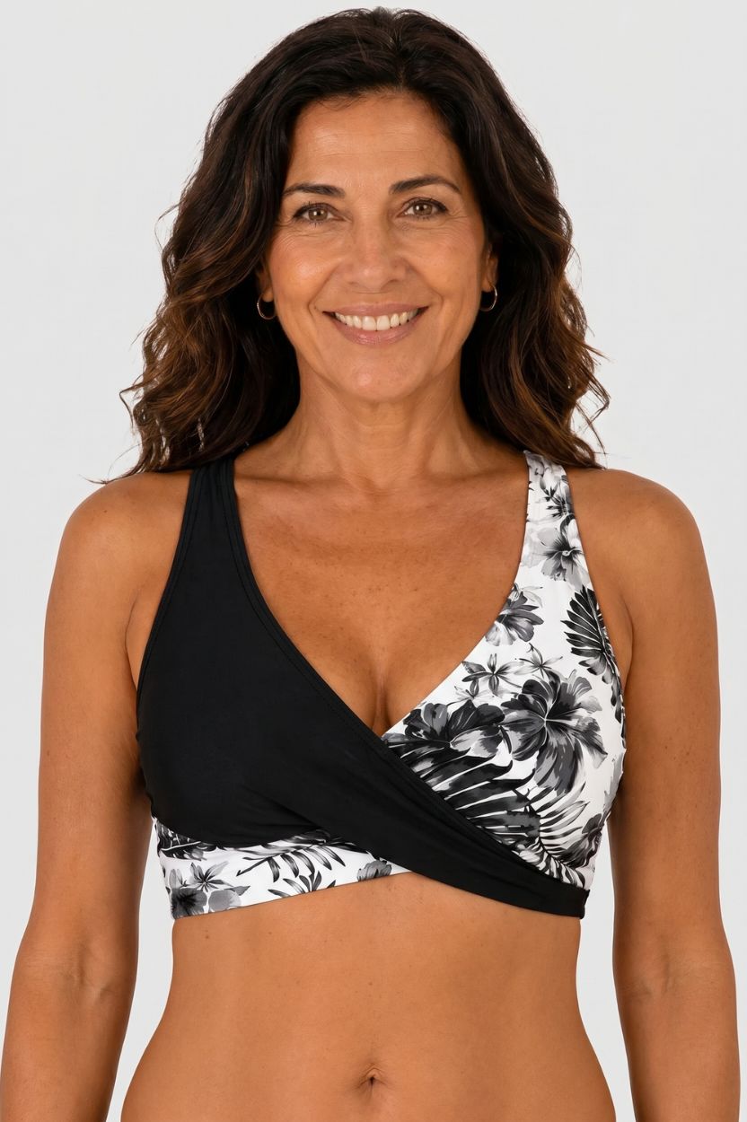 Bikini floreale modellante a vita alta
