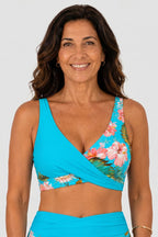 Bikini floreale modellante a vita alta