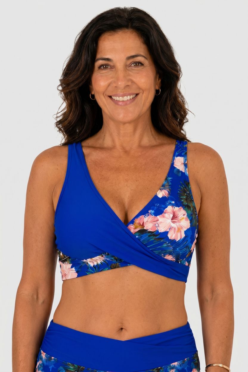 Bikini floreale modellante a vita alta