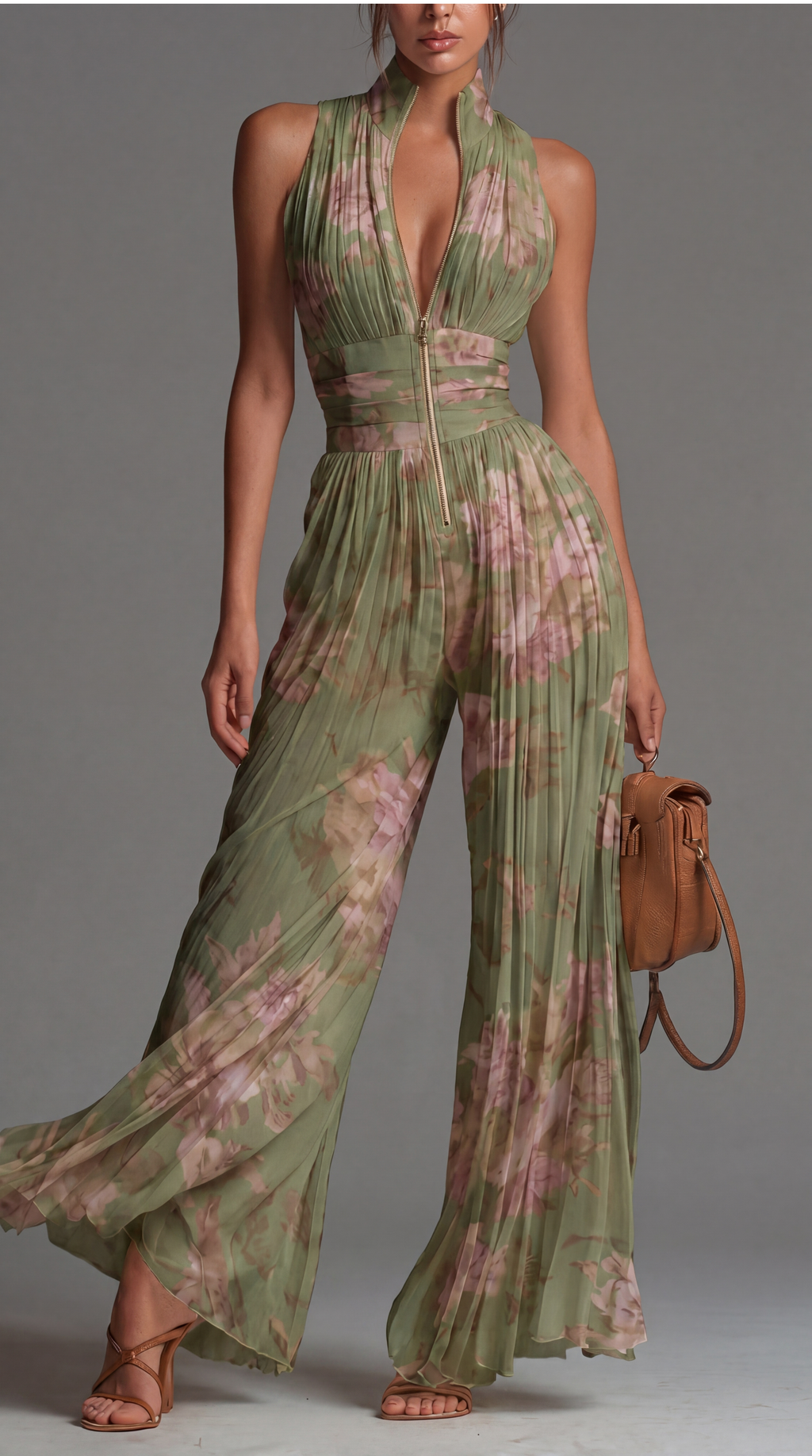 Inés | Tuta plissettata in chiffon con stampa floreale