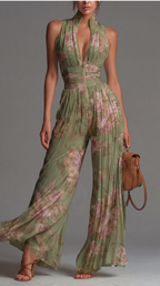 Inés | Tuta plissettata in chiffon con stampa floreale