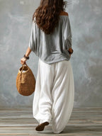 Luna - Completo con spalle scoperte e pantaloni morbidi
