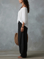 Luna - Completo con spalle scoperte e pantaloni morbidi