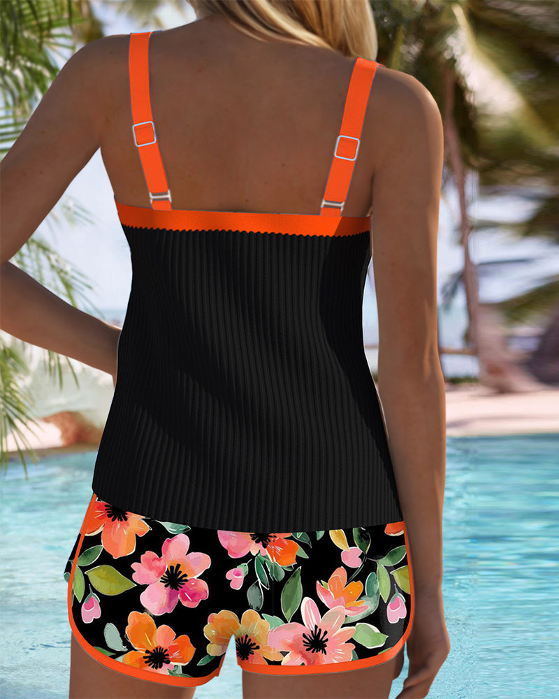 Valeria - Elegante tankini con pantaloncini a fiori