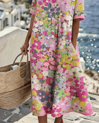 Elena | Abito midi floreale, ampio e leggero