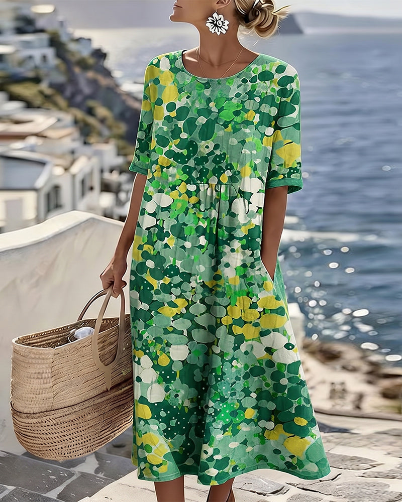Elena | Abito midi floreale, ampio e leggero