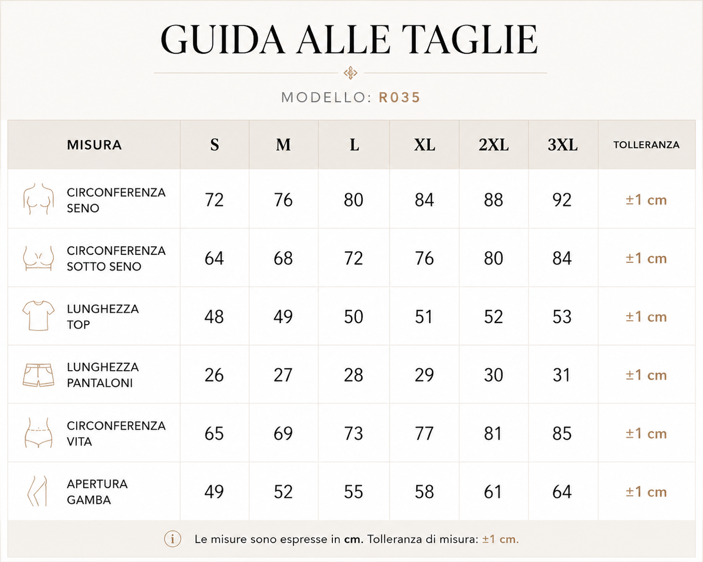 Tabla de tallas de TORINA™ - Pantaloni lunghi a vita alta e taglio dritto.