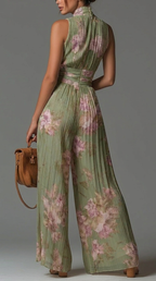 Inés | Tuta plissettata in chiffon con stampa floreale