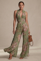 Inés | Tuta plissettata in chiffon con stampa floreale