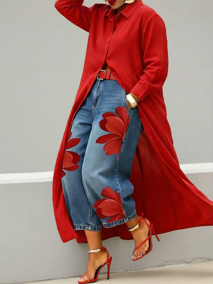 Pantalón con estampado floral