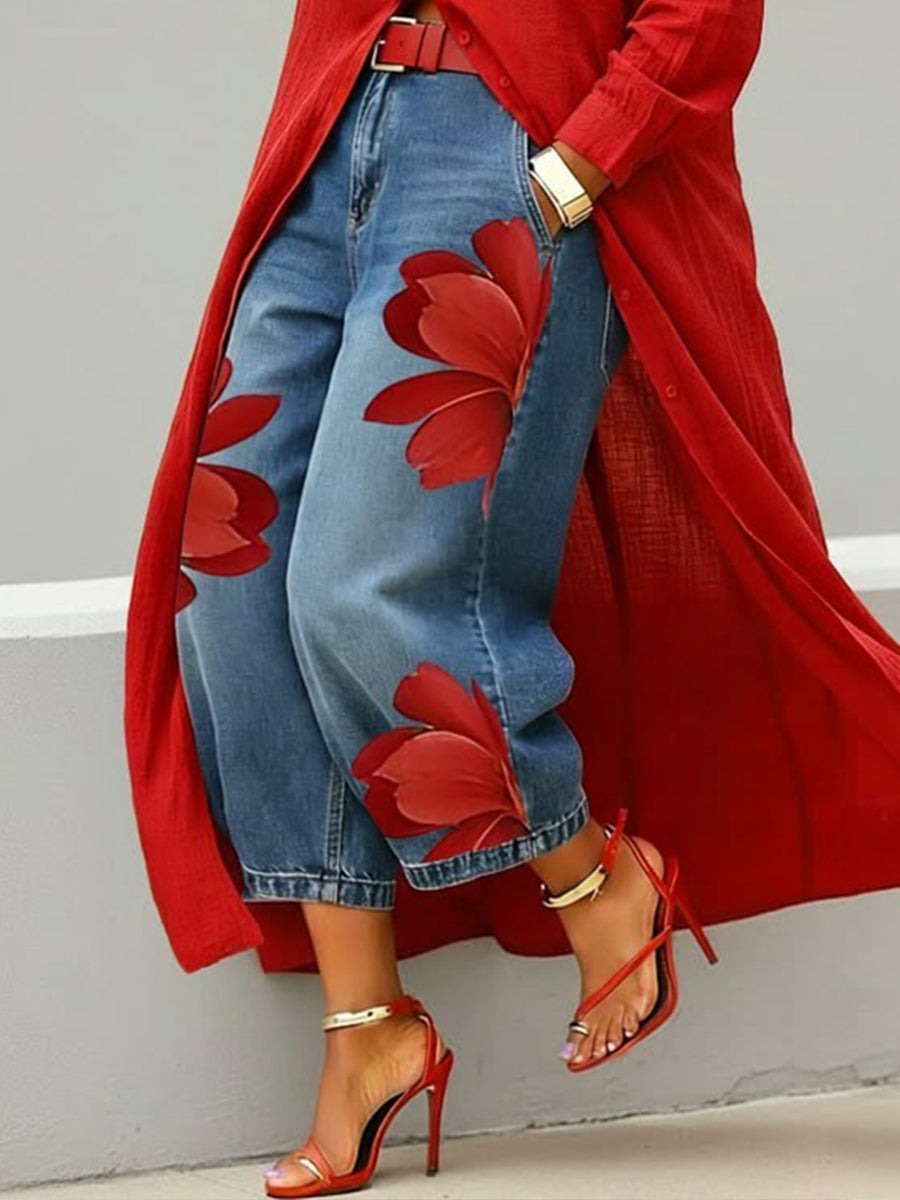 Pantalón con estampado floral