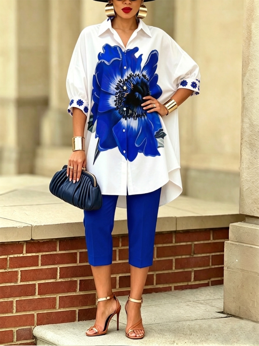 Conjunto de camisa y pantalón "Scarlet Bloom"