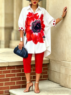 Conjunto de camisa y pantalón "Scarlet Bloom"