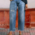 Vaqueros rectos cortos retro para mujer